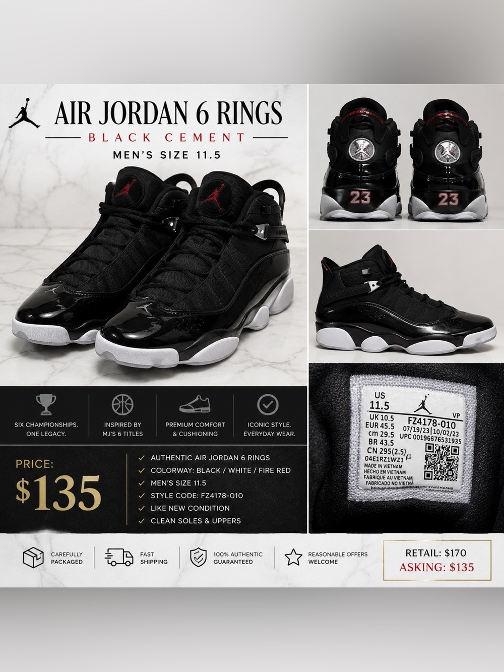 Jordan Black and Red Low-Top Sneaker